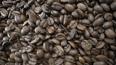 Falling, Bouncing and Colliding Coffee Beans Video stock 170886425