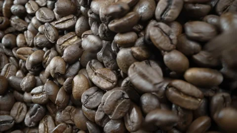 Falling, Bouncing and Colliding Coffee Beans Video stock 172132617