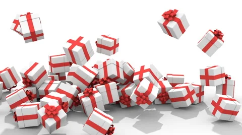 Falling boxes of Christmas presents Stock Footage 68420893