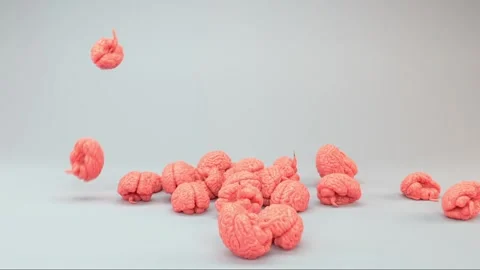 Falling Brains in a 3D animation Stock Footage 238966531