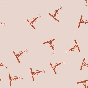 Falling brick man head glyph seamless pattern Stock Illustration