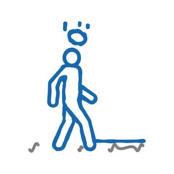 Falling brick man head icon doodle illustration Stock Illustration