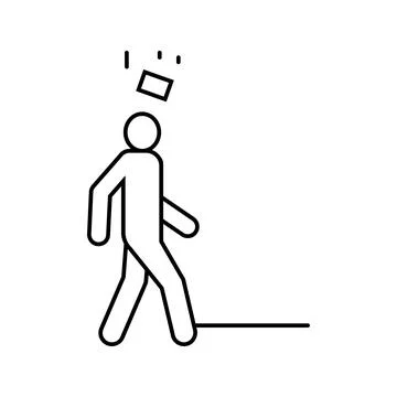 Falling brick man head line icon vector illustration Stock Illustration