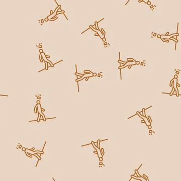 Falling brick man head line seamless pattern Illustrazione stock