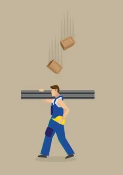 Falling Bricks Workplace Hazard Vector Illustration Stock Illustration