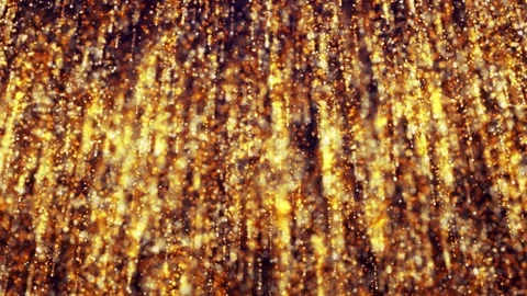 Falling bright gold particles, dust and shiny twinkling dots animation Stock Footage 307502476