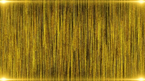 Falling bright golden dotted particle lines, beautiful bokeh Stock Footage 319291145