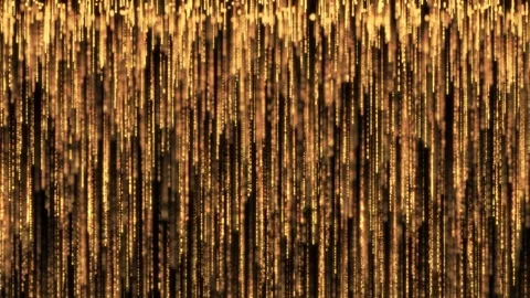 Falling bright golden particles, animation of dust and shiny dots, rain Stock Footage 277348460
