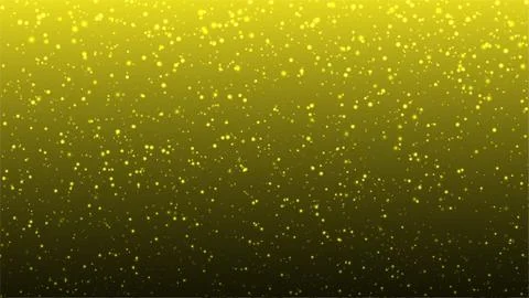 Falling bright tiny snow different sizes on yellow black gradient with lights Stock Illustration