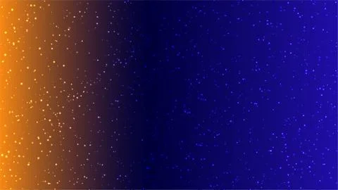 Falling bright tiny snow on orange blue gradient with lights us background wi Stock Illustration