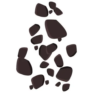 Falling brown stones or ground isolated on white. Clipart. Stock Illustration