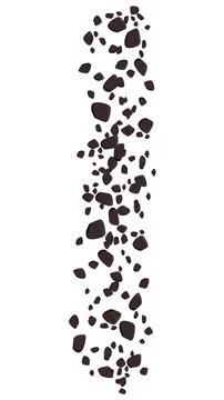 Falling brown stones or ground isolated on white. Clipart. Stock Illustration