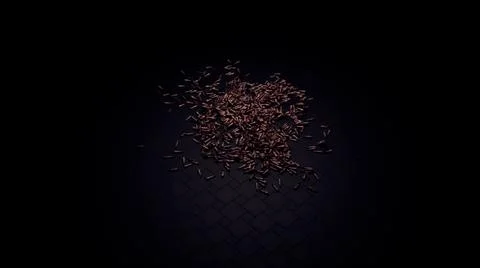 Falling bullets on a dark background. Design. Many abstract bullets falling down Illustrazione stock