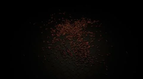 Falling bullets on a dark background. Design. Many abstract bullets falling down Illustrazione stock