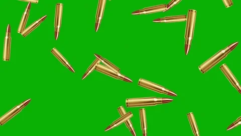 Falling bullets motion graphics with green screen background Stock Footage 325980590