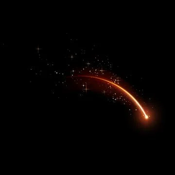 Falling burn star, asteroid with fire and twinkle tail, realistic vector flying Stock Illustration