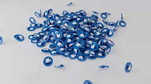 Falling Like Buttons Social Media Likes - 3D Render Stock Footage 294369653