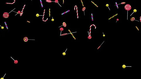 Falling candies isolated with an alpha channel Stock Footage 255641841