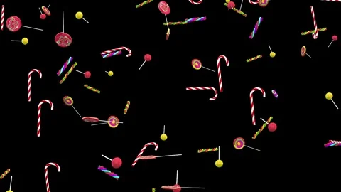 Falling candies loop isolated with an alpha channel Stock Footage 255641840