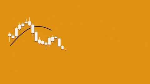 Falling candle stick chart, stock market, orange background. Stock Footage 276177878