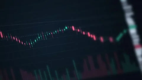 Falling candlestick chart showing a bear market downtrend with red and green 動画素材 344554714