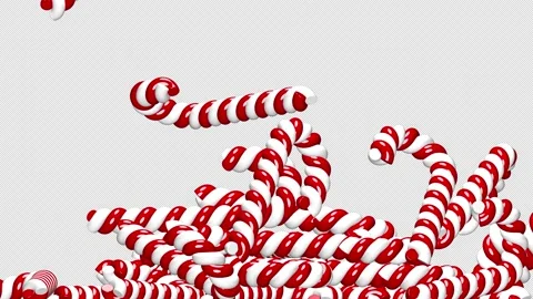 Falling candy canes isolated on alpha channel Stock Footage 143659915