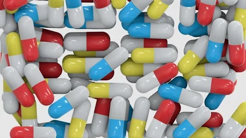 Falling Capsule Curtain Transition Transparent Background Alpha Channel Stock Footage 267255142