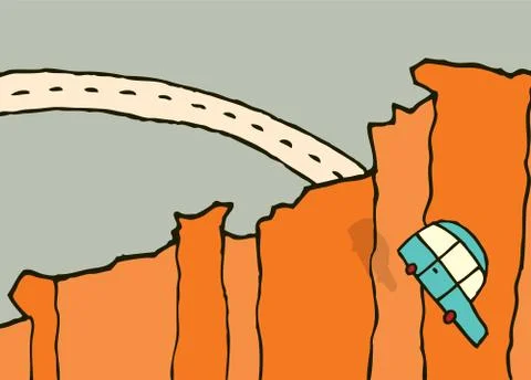 Falling car / jumping off a cliff Stock Illustration