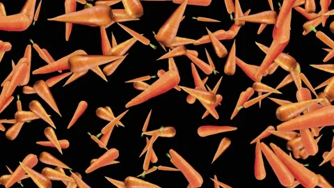 Falling Carrots Background, Vegetables, with Alpha Channel, Loop Stock Footage 133254218