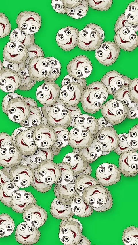 Falling Cartoon Bacteria Characters Animation on Green Screen Background Stock Footage 344831536