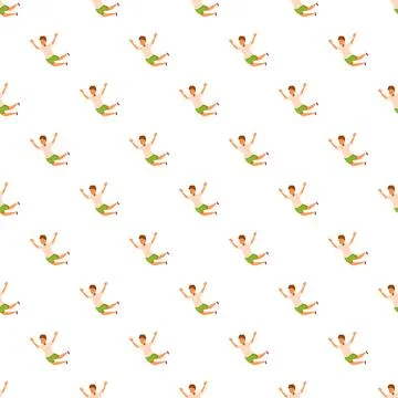 Falling cartoon boy pattern on white background Stock Illustration