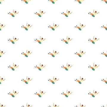 Falling cartoon man seamless pattern background design Illustrazione stock
