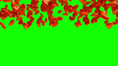 Falling cartoon red hearts isolated on green background. Stock-Footage 291320474