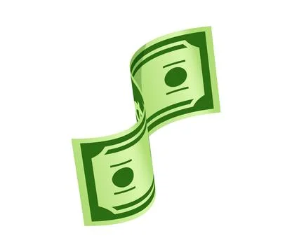 Falling cash bill, flying dollar money banknote Stock Illustration