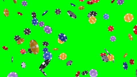 Falling casino chips - loop, green screen Stock Footage 74946993