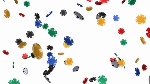 Falling casino chips on white background - loop, alpha channel Stock Footage 74816254