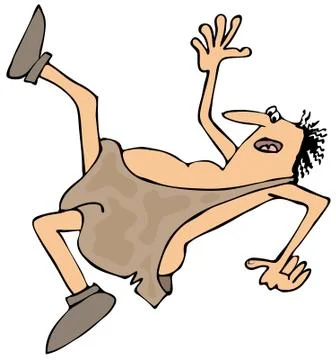Falling caveman Stock Illustration