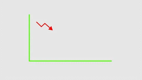 Falling chart with exclamation mark on transparent alpha channel background.. Stock Footage 313740067