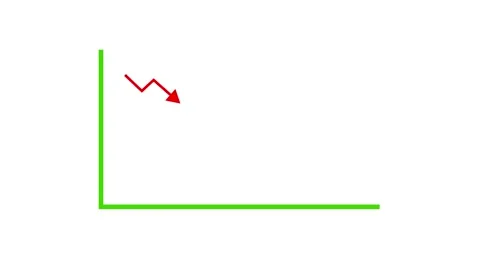 Falling chart with exclamation mark on white background illustration, showi.. Stock Footage 313740122