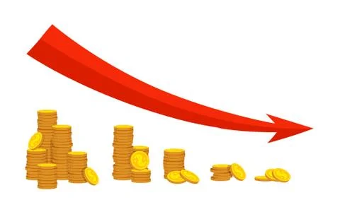 Falling chart financial schedule red arrow vector Illustrazione stock