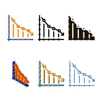 Falling chart icon variations vector outline Stock Illustration
