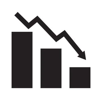 Falling chart icon on white background. flat style. falling chart icon for yo Stock Illustration