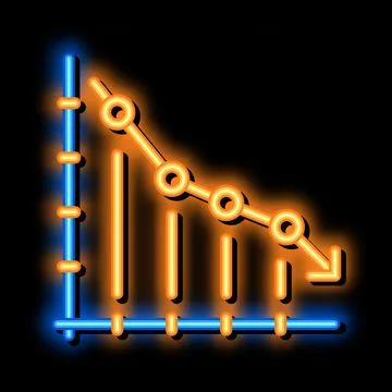 Falling Chart neon glow icon illustration Stock Illustration