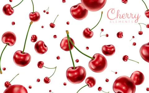 Falling cherries elements 스톡 일러스트