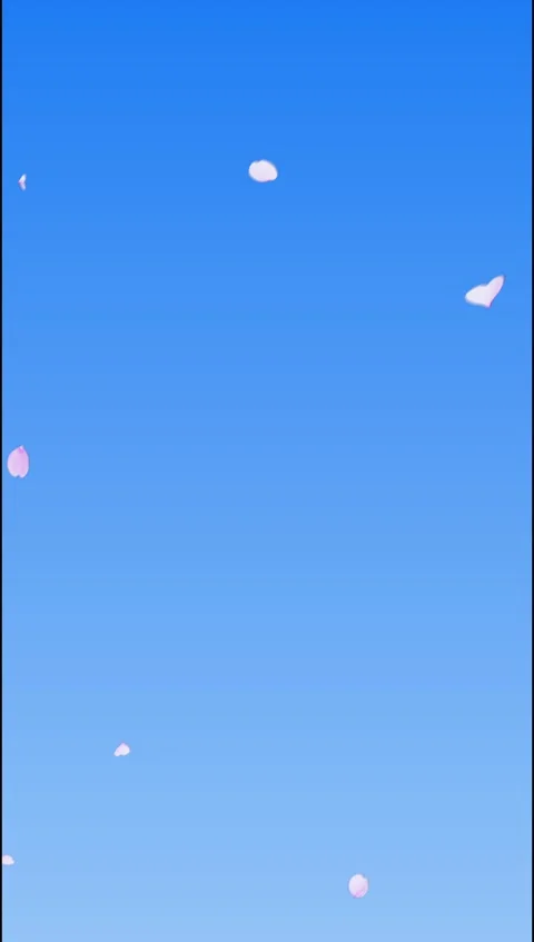 Falling Cherry Blossom Petals with Blue Sky Background Vertical Stock Footage 331317828
