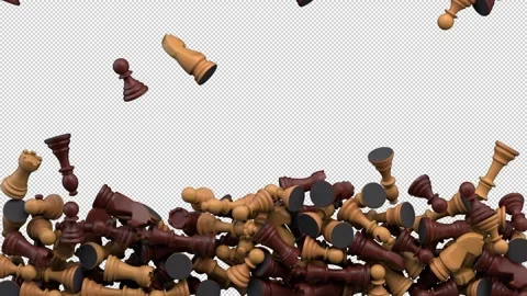 Falling chess figures – 3d render with alpha channel. Stock Footage 267433712