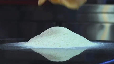 Falling Chicken Meat In Flour Stock Footage 125992040