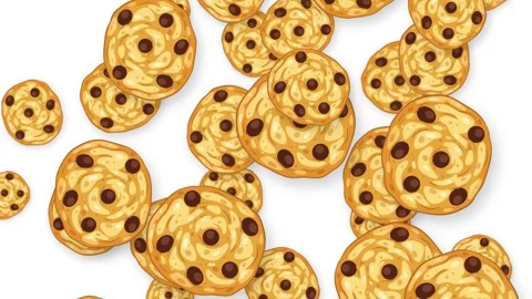 Falling Chocolate Chip Cookies Animation on White Background Stock Footage 344832600