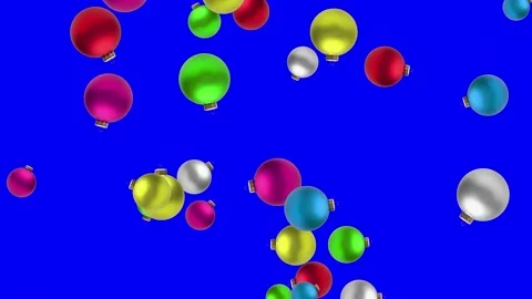 Falling Christmas Ball On Blue Screen for Keying Stock Footage 183501057