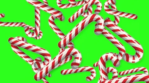 Falling Christmas Candy Canes Animation on Green Screen Background 스톡 동영상 342467820